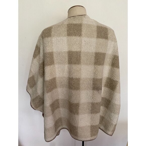 PARASUCO Beige Brown Plaid Sherpa Cape Shawl Poncho Jacket New with Tags Sz L/XL - Picture 4 of 13